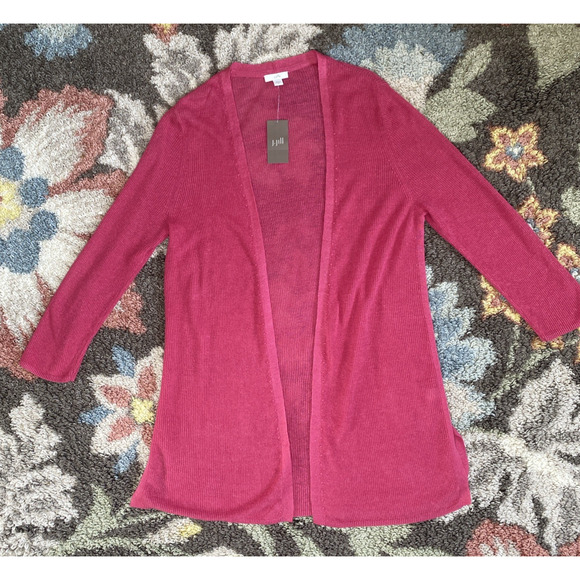 J Jill Sweater Womens Meidum NEW Linen Rayon Casual Knit Cardigan Office Career - Picture 3 of 9